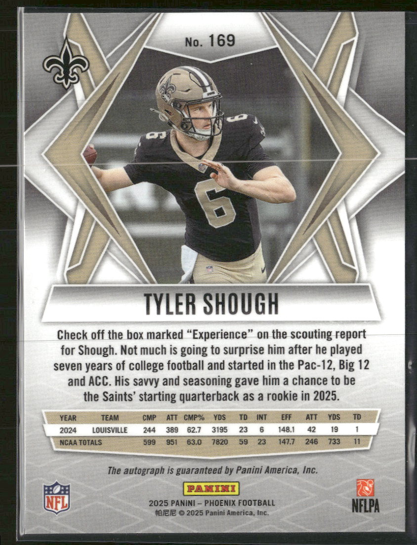 2025 Panini Phoenix BR AU Silver Pandora Prizm Tyler Shough Rookie Auto #169