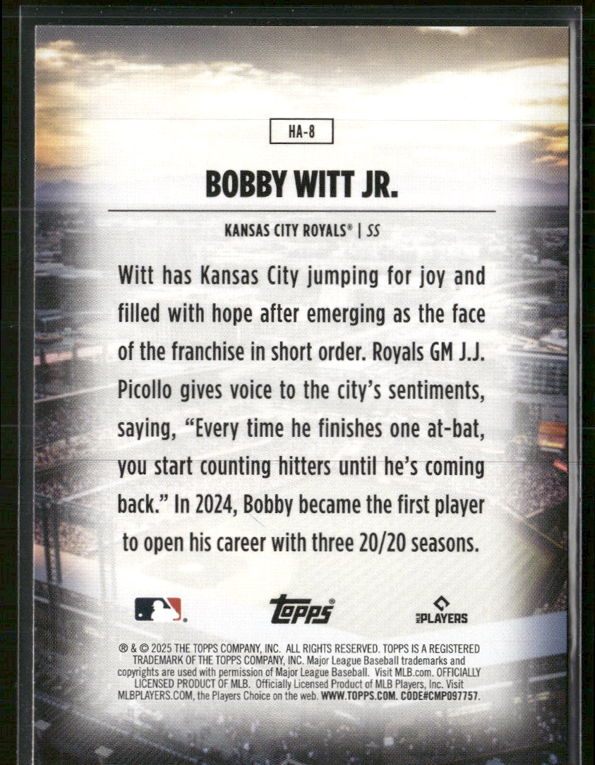 2025 Topps Home Field Advantage Bobby Witt Jr. #HA-8