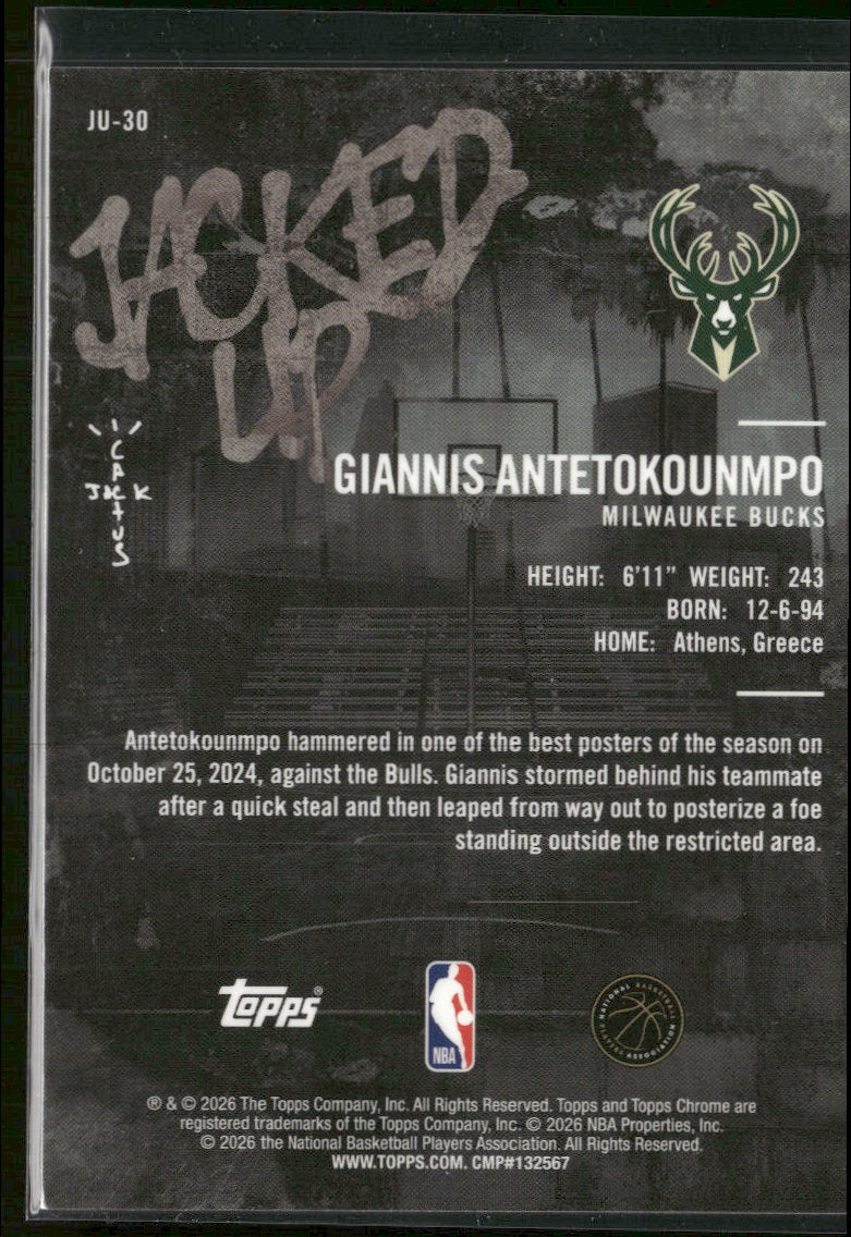 2026 Topps Giannis Antetokounmpo #JU-30 /150 Blue Refractor