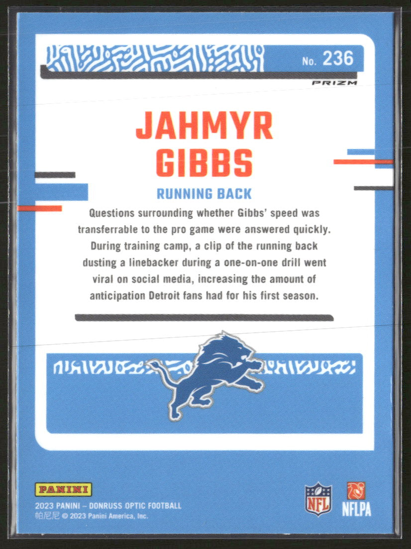 2023 Donruss Optic Green Velocity Jahmyr Gibbs Rookie #236