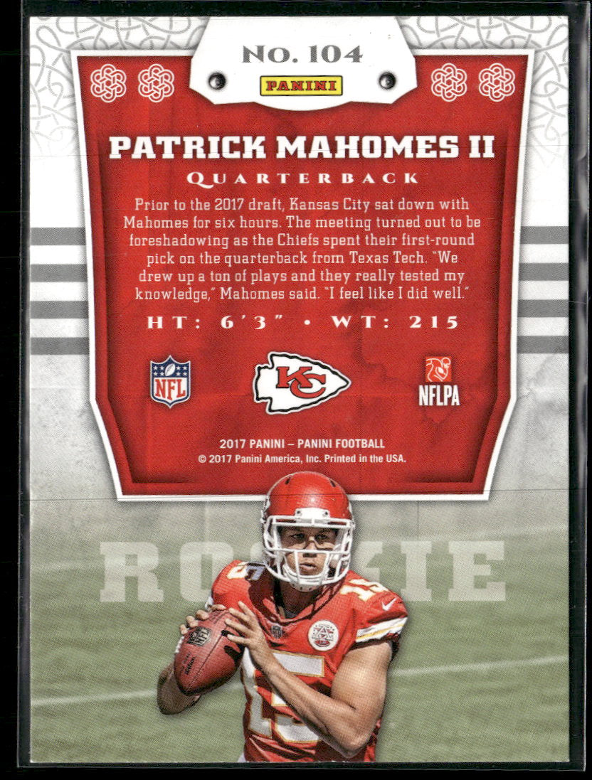 2017 Panini Patrick Mahomes II Rookie #104 (Damaged)
