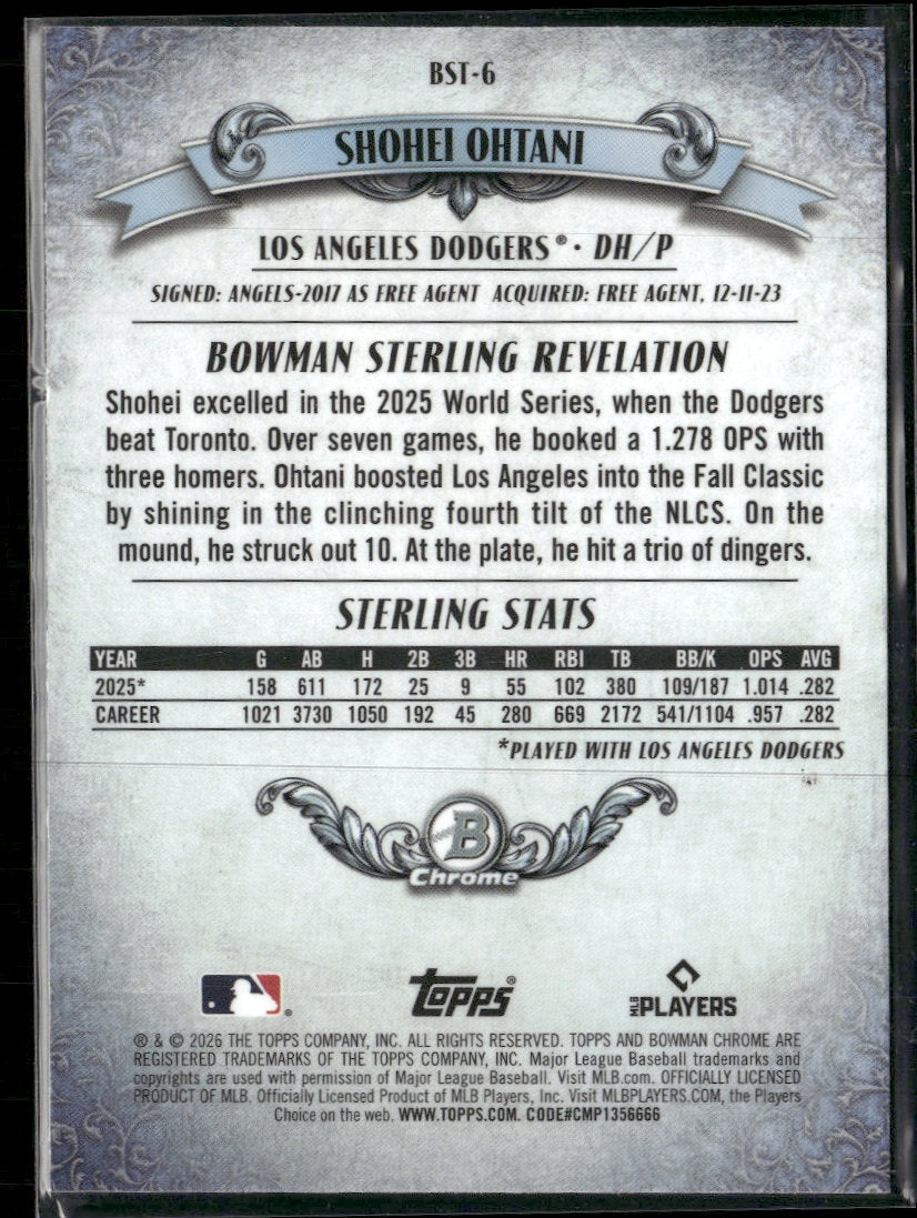 2026 Bowman Bowman Sterling Mojo Refractors Shohei Ohtani #BST-6