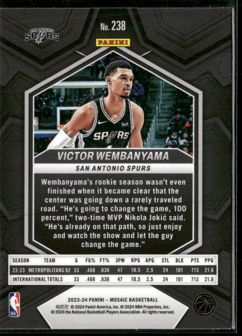 2023-24 Panini Mosaic Victor Wembanyama Rookie #238