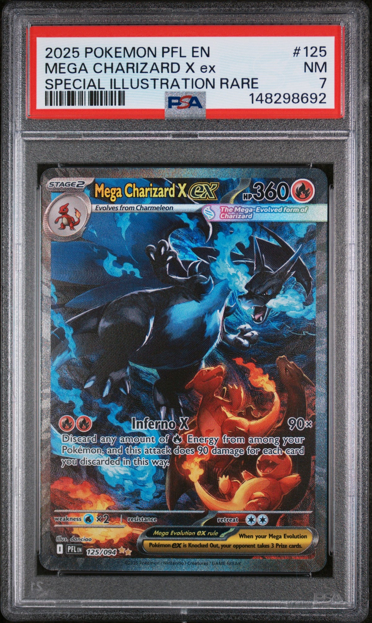 2025 Pokemon Pfl En-Special Illustration Rare Mega Charizard X Ex 7 PSA #125