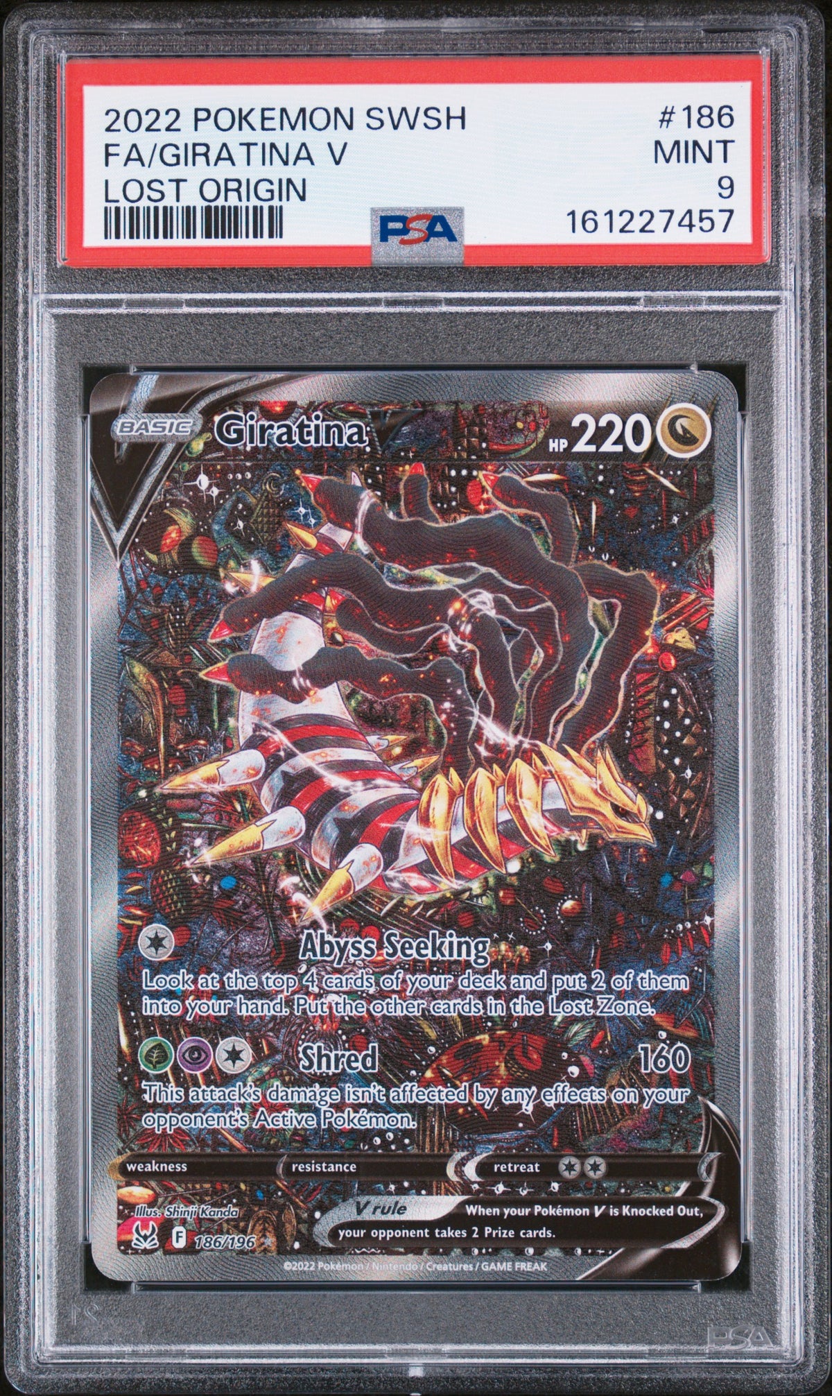 2022 Pokemon Sword & Shield Lost Origin Lost Origin Fa/Giratina V 9 PSA #186