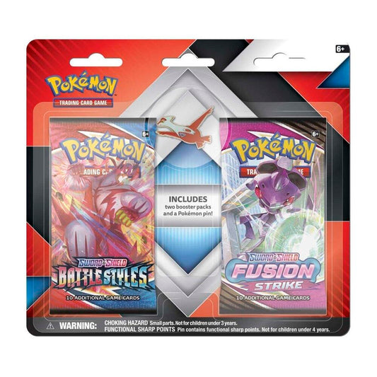 2 Booster Packs & Latias Collector's Pin Battle Styles & Fusion Strike