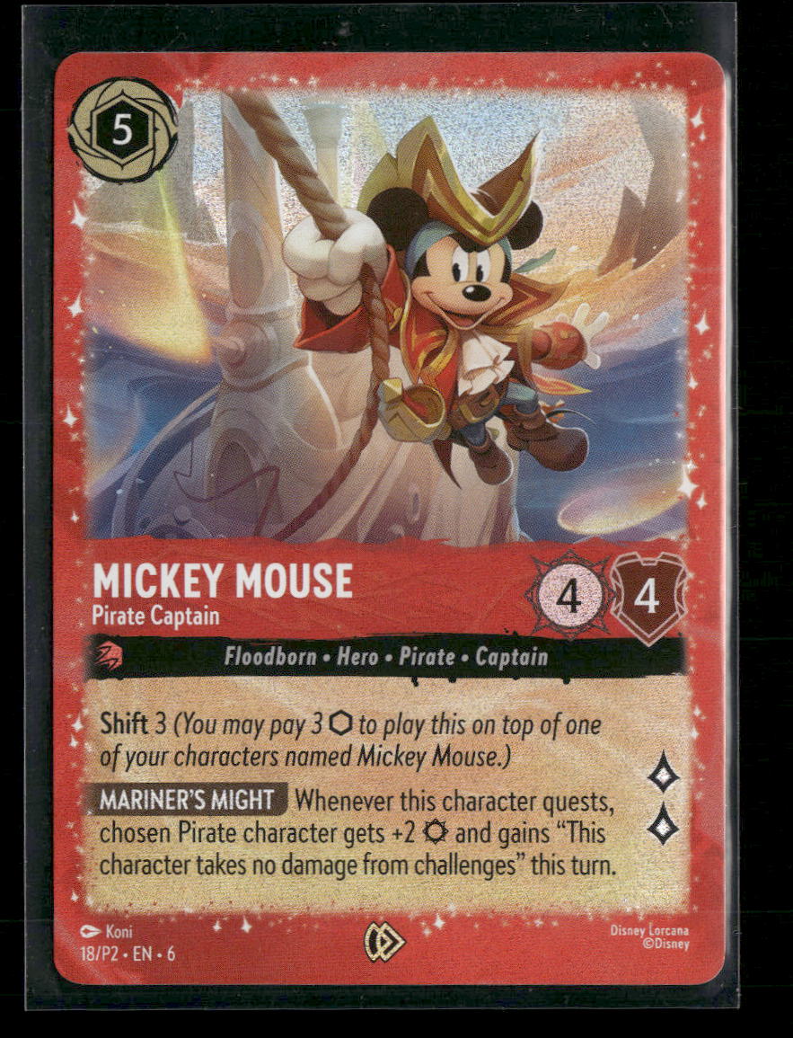Disney Lorcana Promo Cards Mickey Mouse - Pirate Captain #18