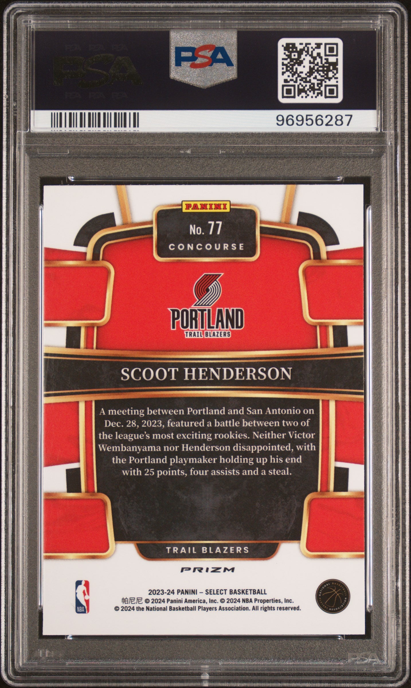 2023 Panini Select Red Cracked Ice Scoot Henderson 10 PSA #77