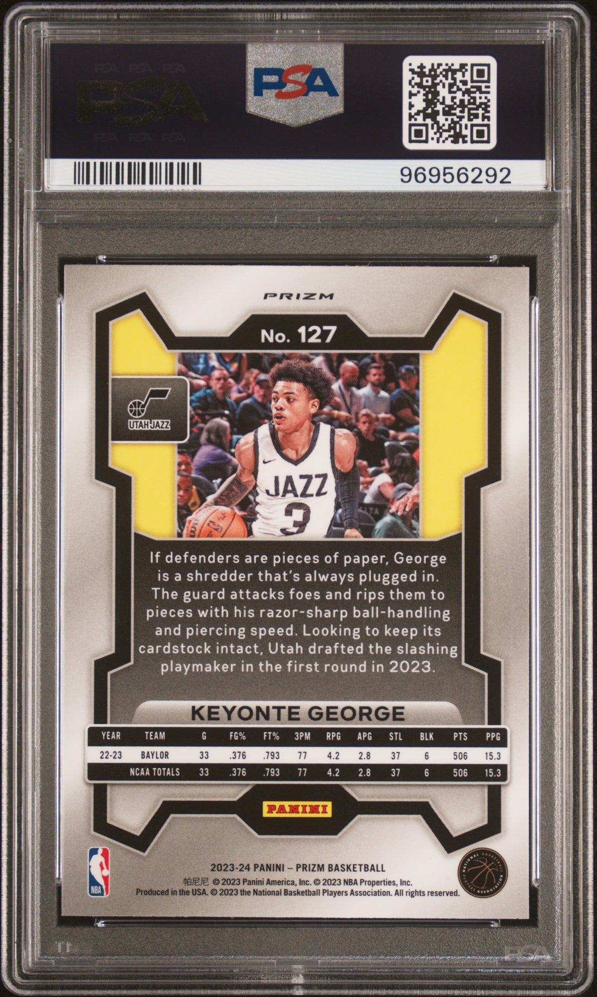 2023 Panini Prizm Orange Ice Keyonte George 9 PSA #127