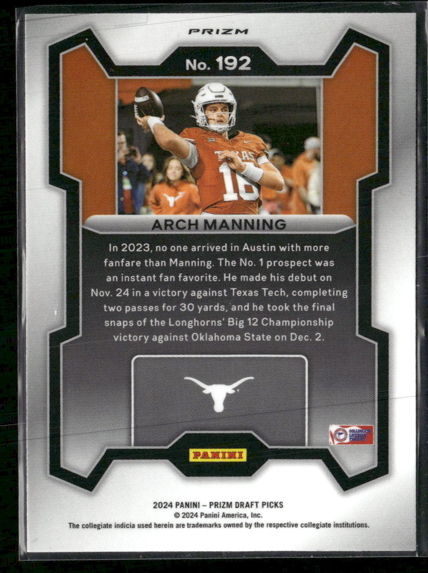 2024 Panini Prizm Draft Picks Red Ice Arch Manning #192