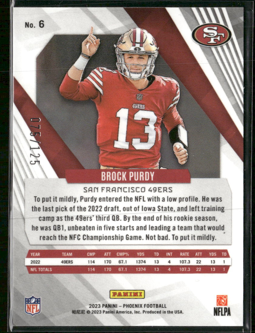 2023 Panini Phoenix Teal Brock Purdy #/125 #6