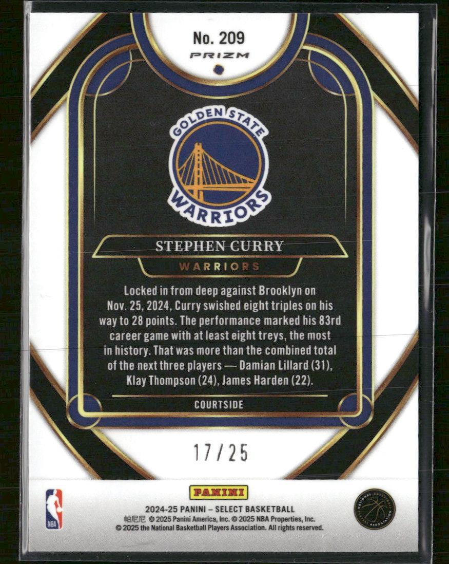 2024-25 Panini Select Blue Disco Prizm Stephen Curry #/25 #209