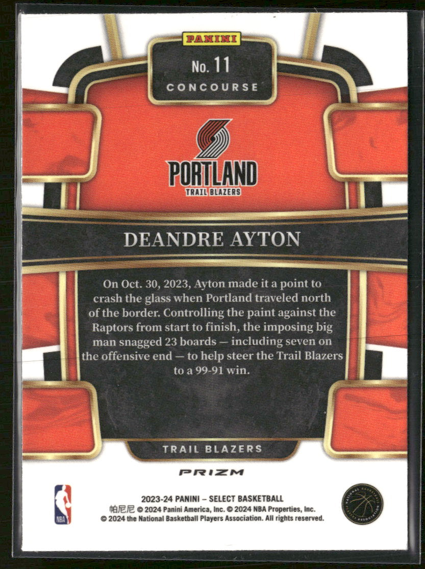 2023-24 Panini Select Tiger Prizms Deandre Ayton #11
