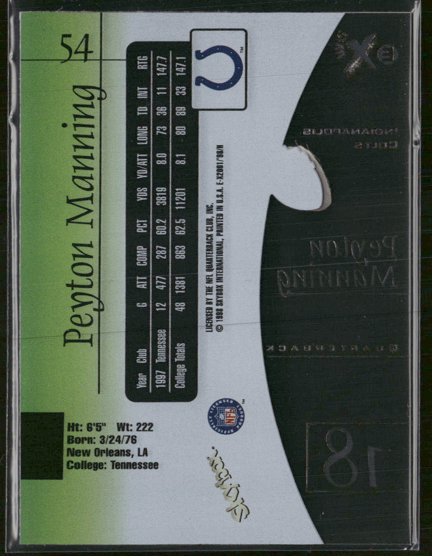1998 SkyBox E-X2001 Peyton Manning Rookie #54