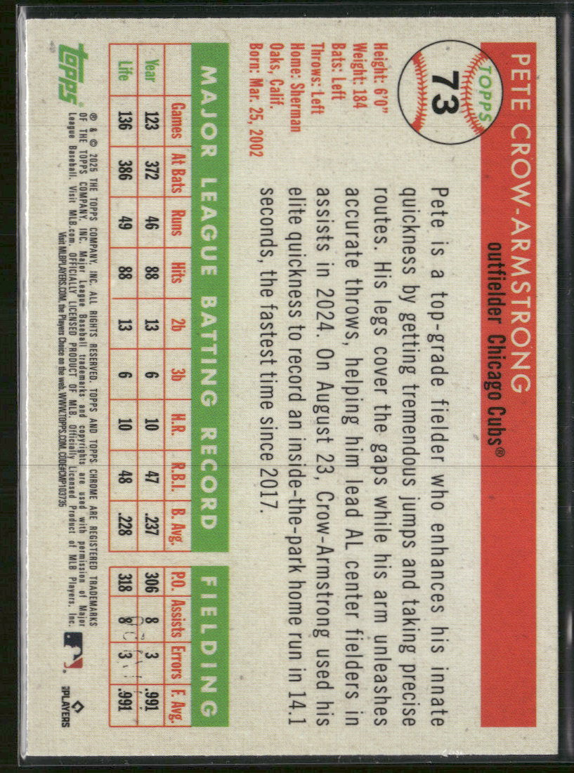 2025 Topps Chrome Platinum Speckle Refractors Pete Crow-Armstrong #/150 #73