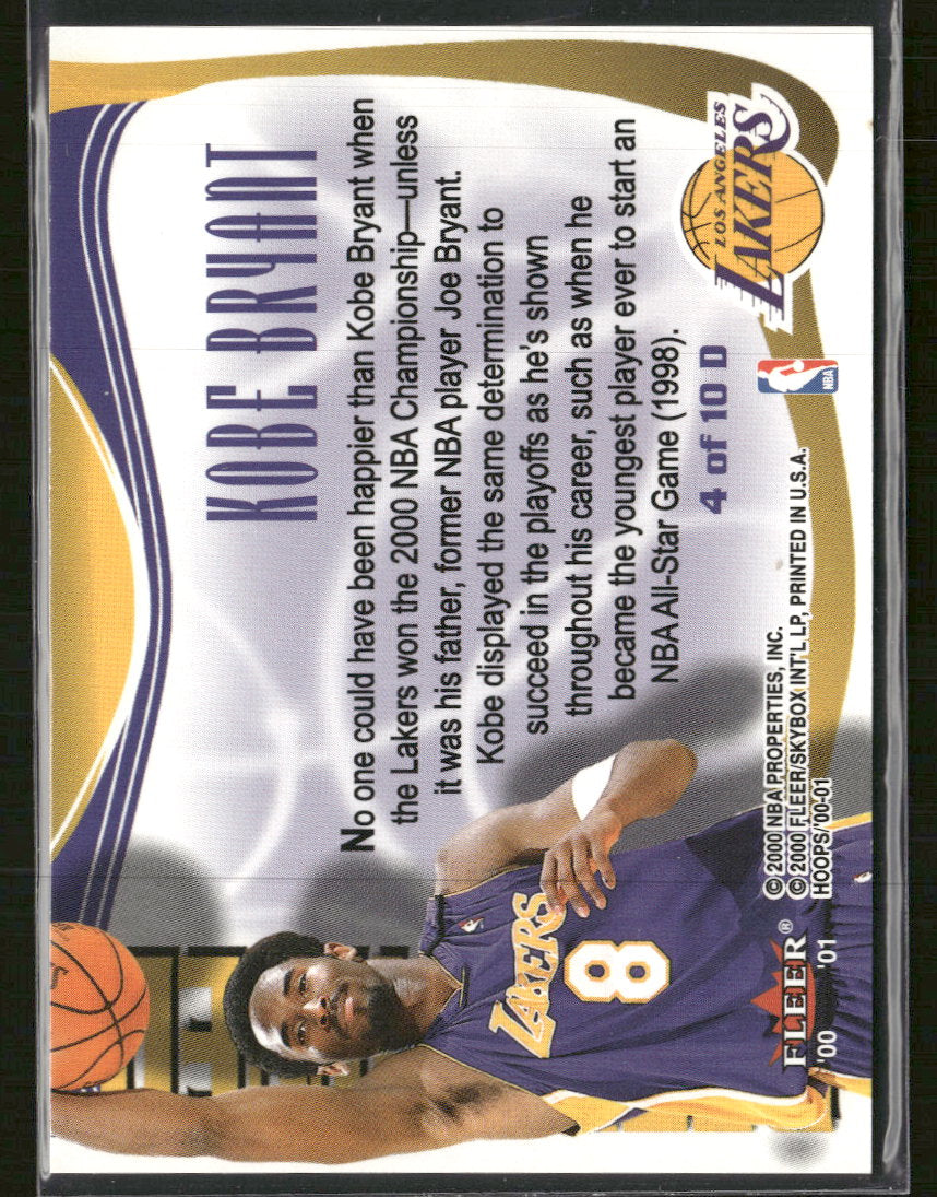 2000-01 Hoops Hot Prospects Determined Kobe Bryant #4 D
