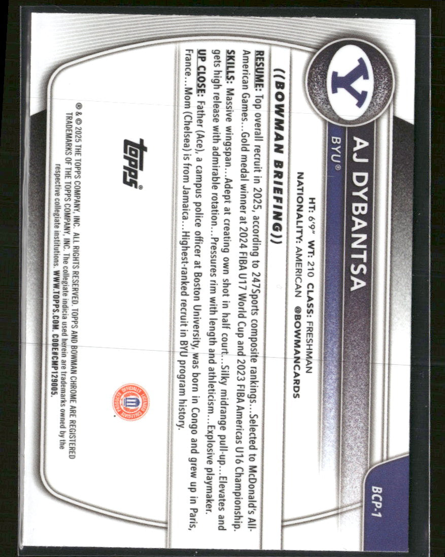 2025-26 Bowman Chrome Prospects Mojo Refractor AJ Dybantsa #BCP-1