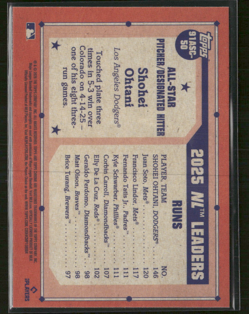 2026 Topps 1991 Chrome All-Star Mojo Refractor Shohei Ohtani #91ASC-50