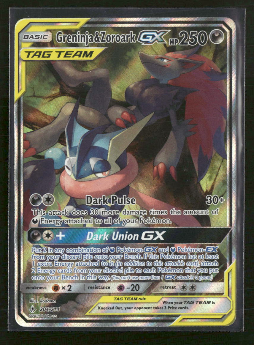 SM - Unbroken Bonds Greninja & Zoroark GX (201) (Alternate Full Art) #201/214