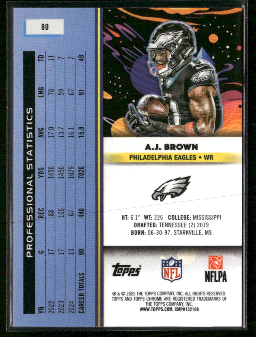2025 Topps Chrome Cosmic Purple Nebula Refractor A.J. Brown #/150 #80