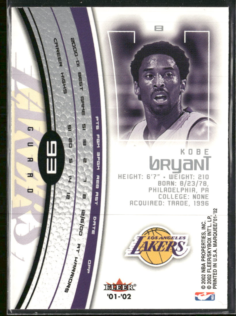 2001-02 Fleer Marquee Kobe Bryant #93