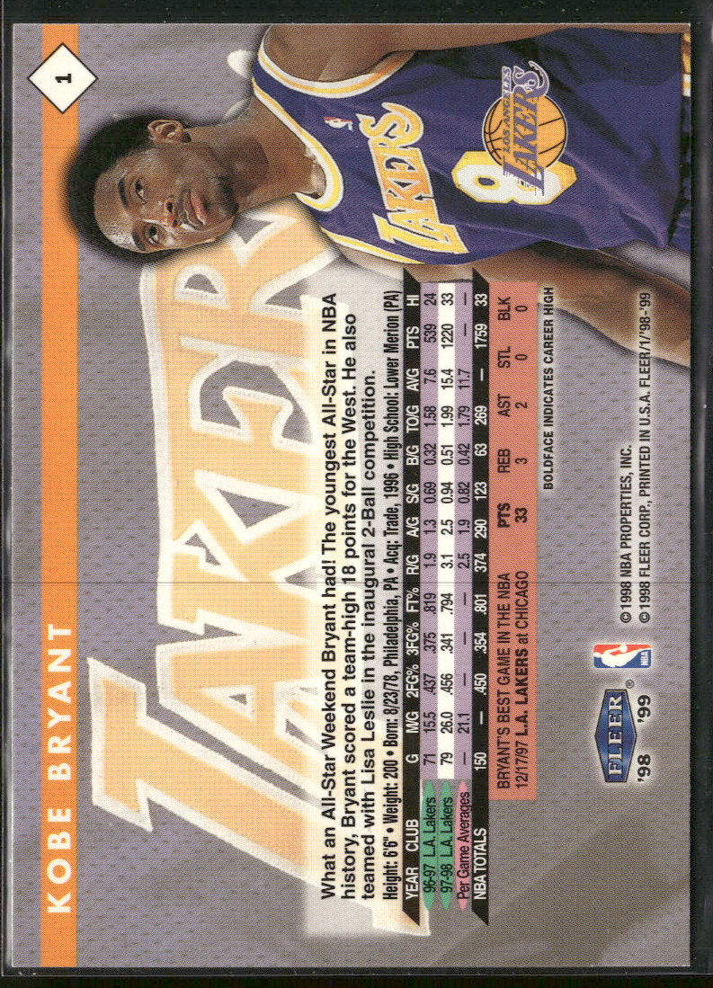 1998-99 Fleer Tradition Kobe Bryant #1
