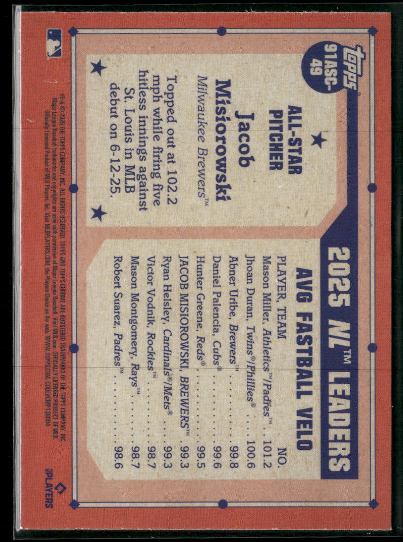 2026 Topps Series 2 All-Star Mojo Refractor 1991 Jacob Misiorowski #91ASC-49