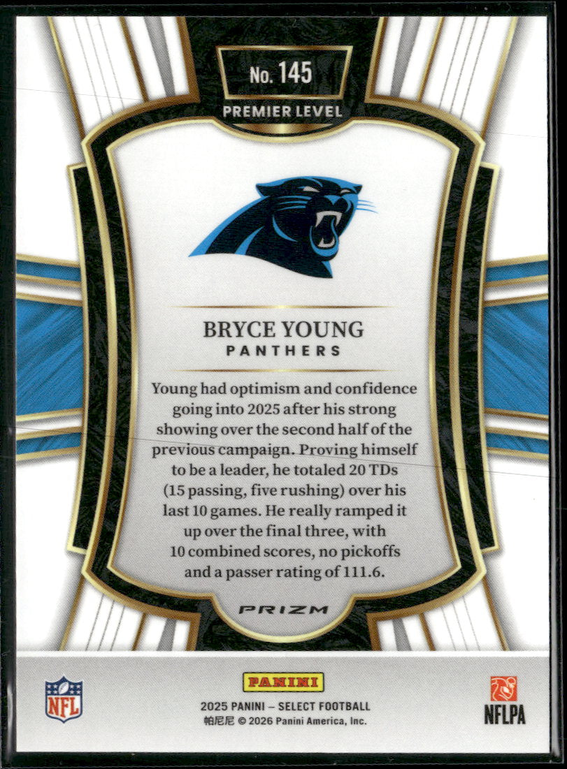 2025 Panini Select Zebra Prizm Bryce Young #145
