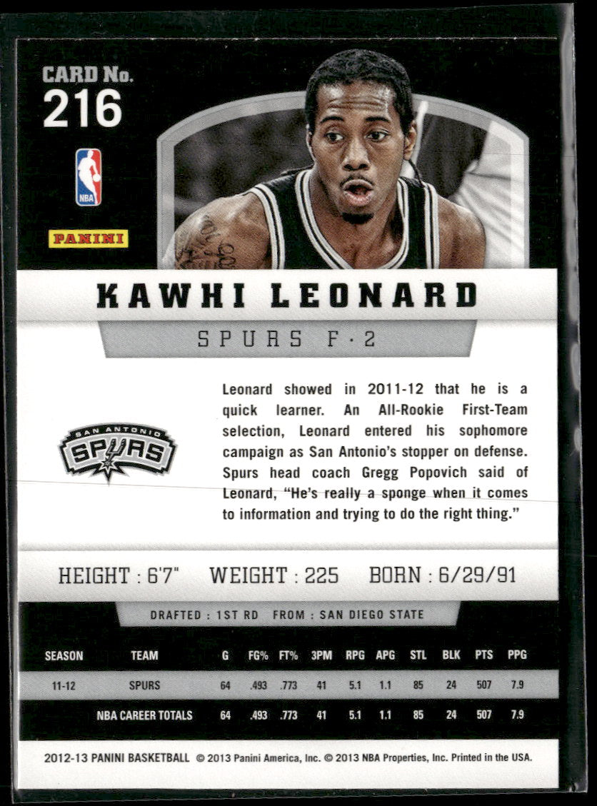 2012-13 Panini Kawhi Leonard Rookie #216