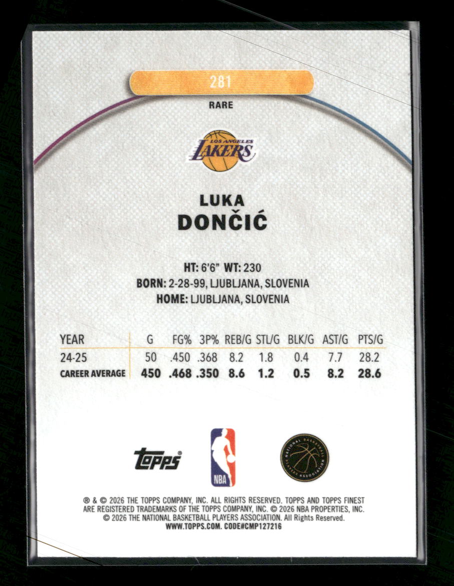 2025-26 Finest Blue Refractor Luka Doncic #/99 #281