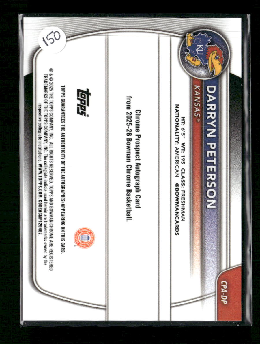 2025-26 Bowman Chrome Prospect Autographs Darryn Peterson Auto #CPA-DP
