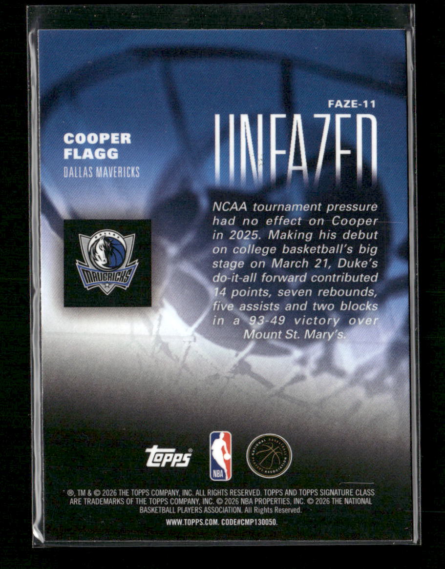 2025-26 Topps Signature Class Unfazed Cooper Flagg #FAZE-11