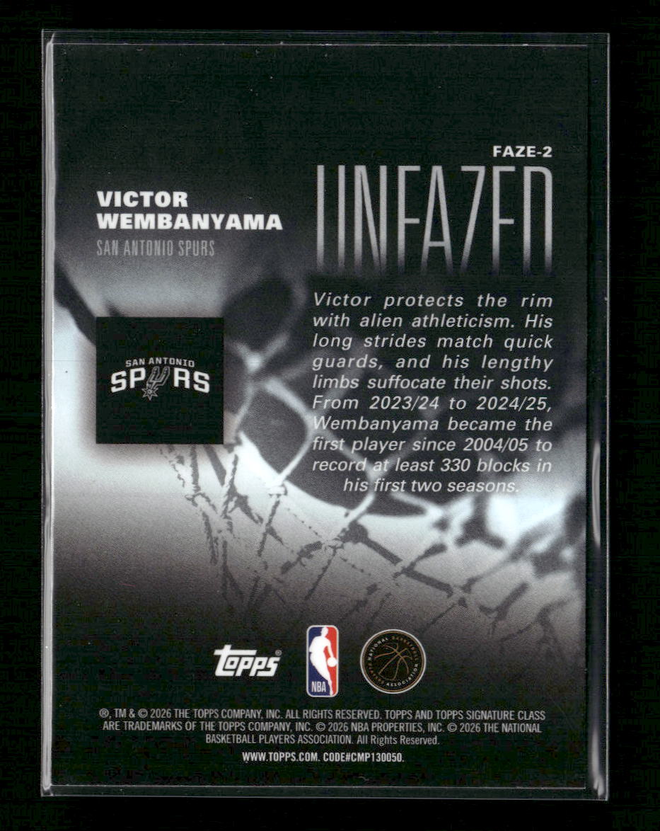 2025-26 Topps Signature Class Unfazed Victor Wembanyama #FAZE-2