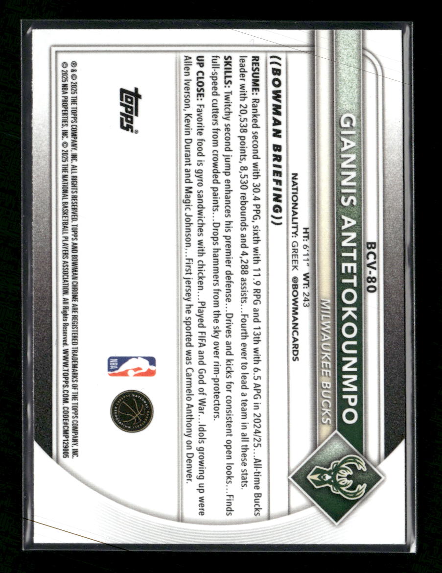 2025-26 Bowman Aqua Mojo #/125 Giannis Antetokounmpo #BCV-80