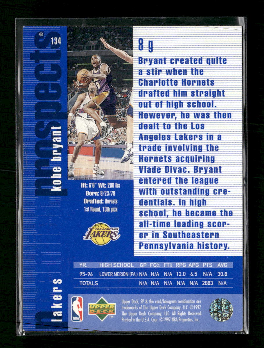 1996-97 SP Kobe Bryant Rookie #134