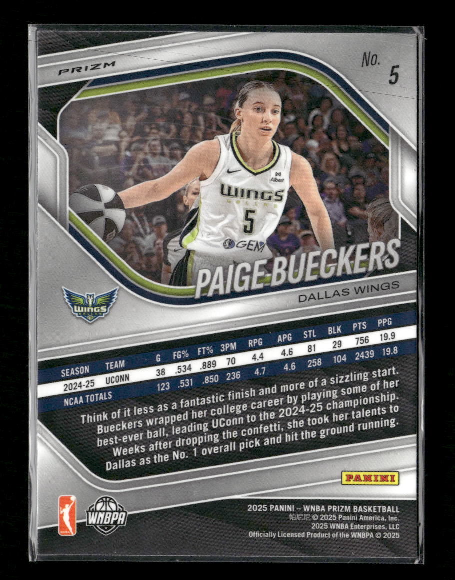 2025 Panini Prizm WNBA White Seismic Prizms Paige Bueckers #5