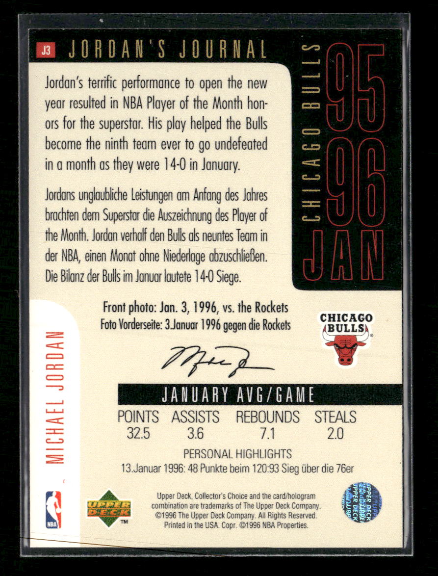 1996-97 Collector's Choice Italian Jordan's Journal Michael Jordan #J3