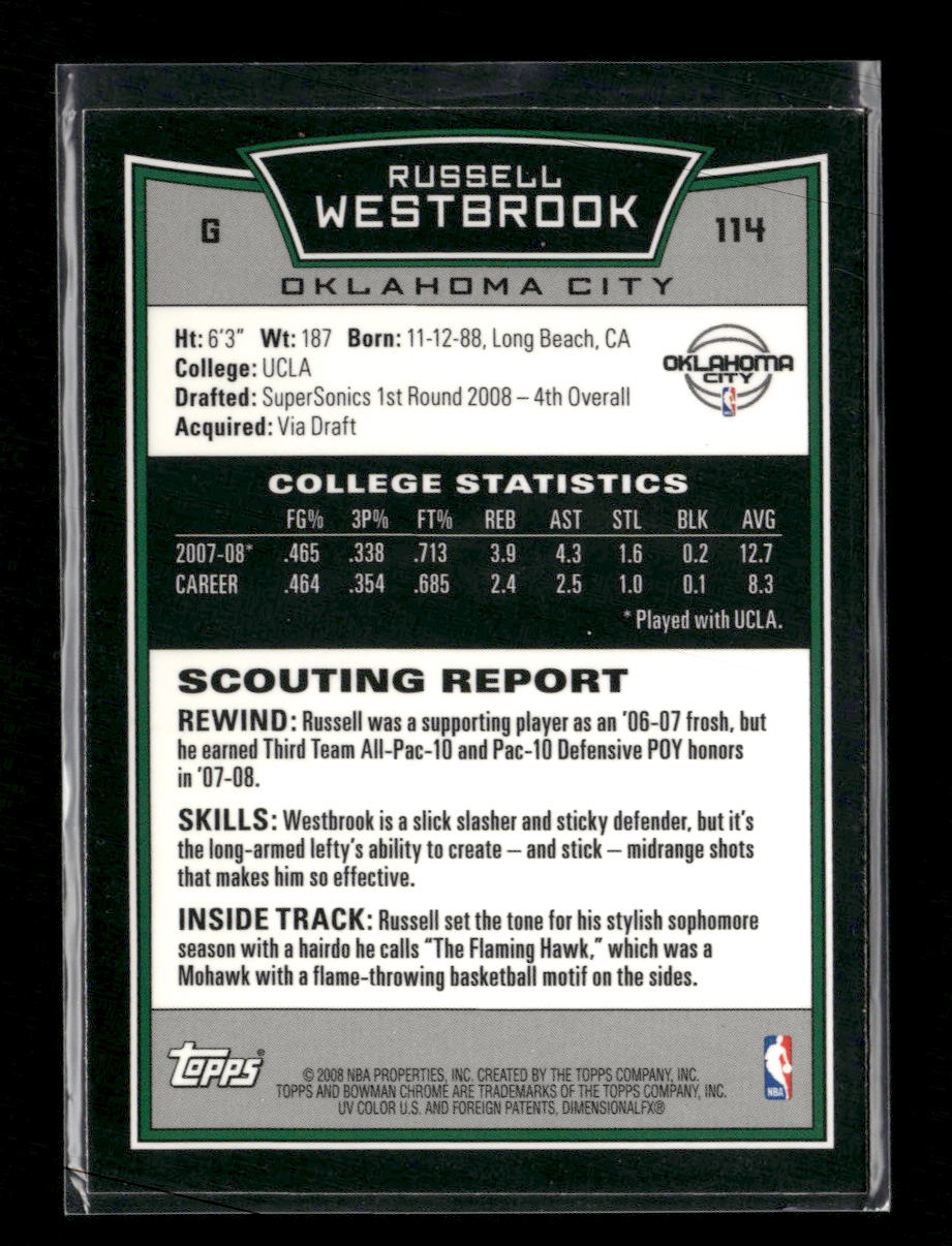 2008-09 Bowman Chrome Russell Westbrook Rookie #114