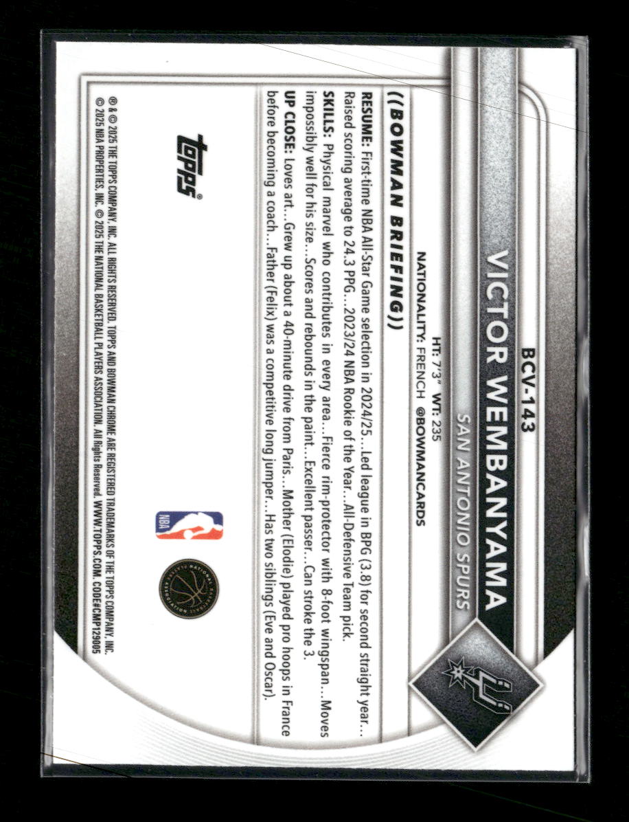 2025-26 Bowman Chrome Mojo Refractors Victor Wembanyama #BCV-143