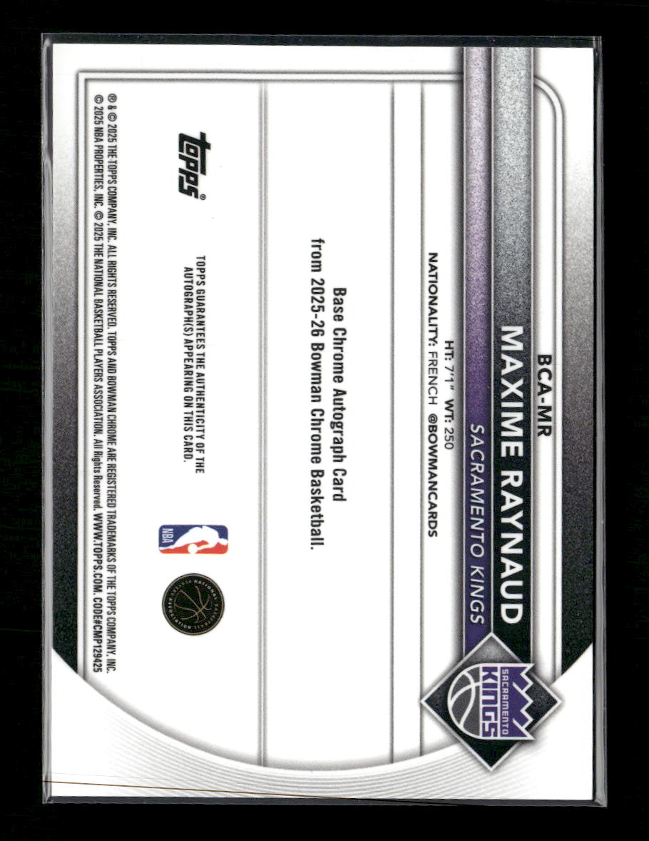 2025-26 Bowman Chrome Auto Mojo Refractor Maxime Raynaud Rookie #BCA-MR