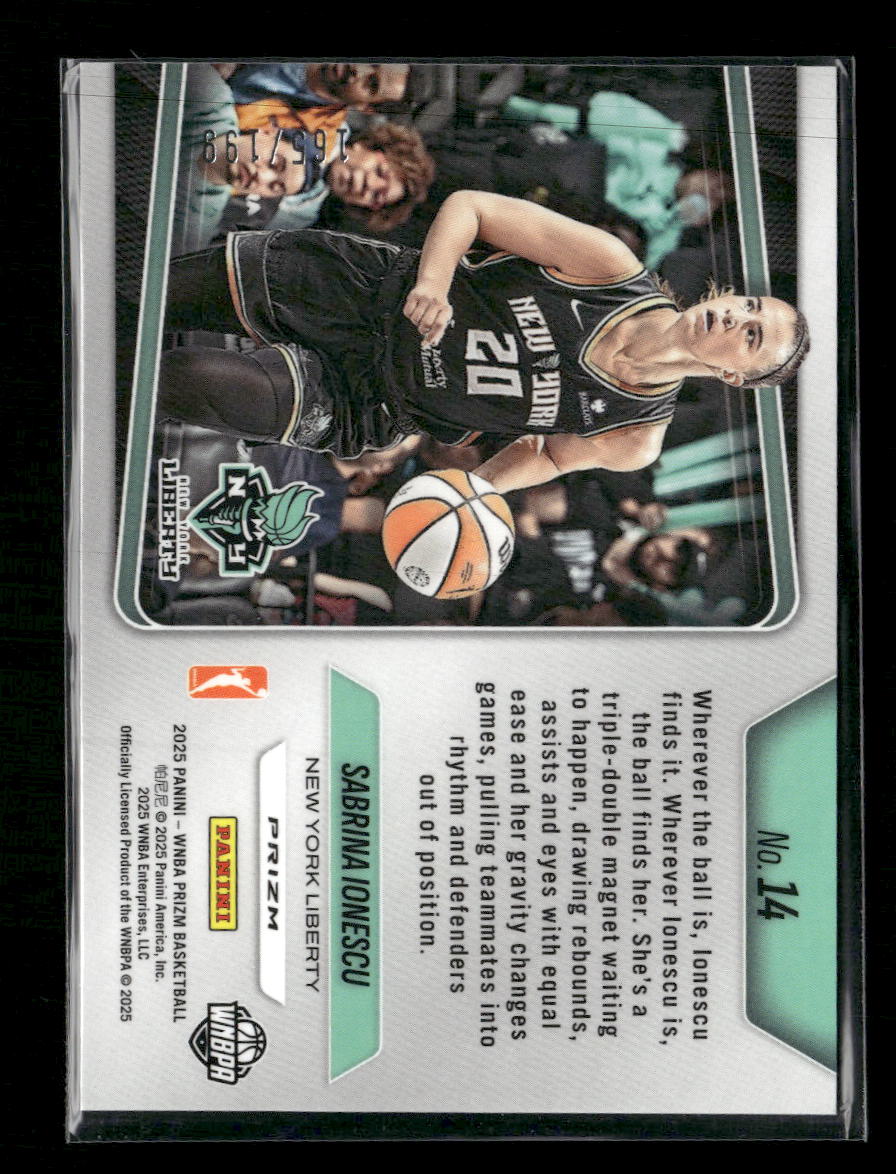 2024 Panini Prizm WNBA Tops Tier Blue PulsarPrizm Sabrina Ionescu #14