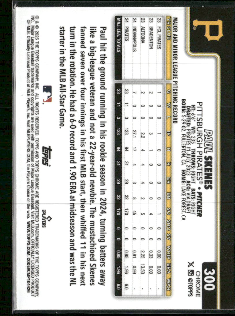2025 Topps Chrome RayWave Refractors Paul Skenes #300