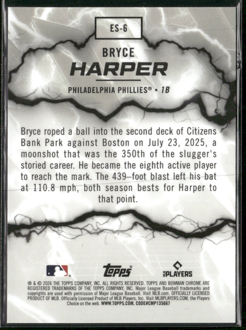 2026 Bowman Electric Sluggers Mojo Pink Refractors Bryce Harper #/199 #ES-6