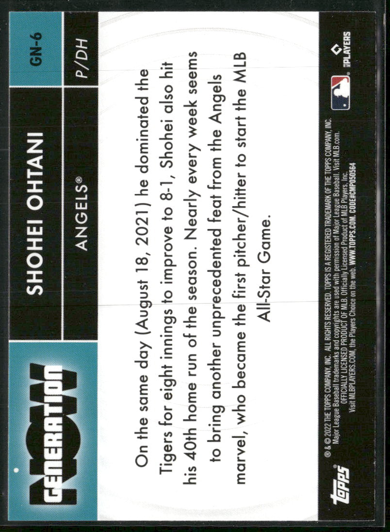 2022 Topps Chrome Update Generation Now Chrome Shohei Ohtani #GNC-5