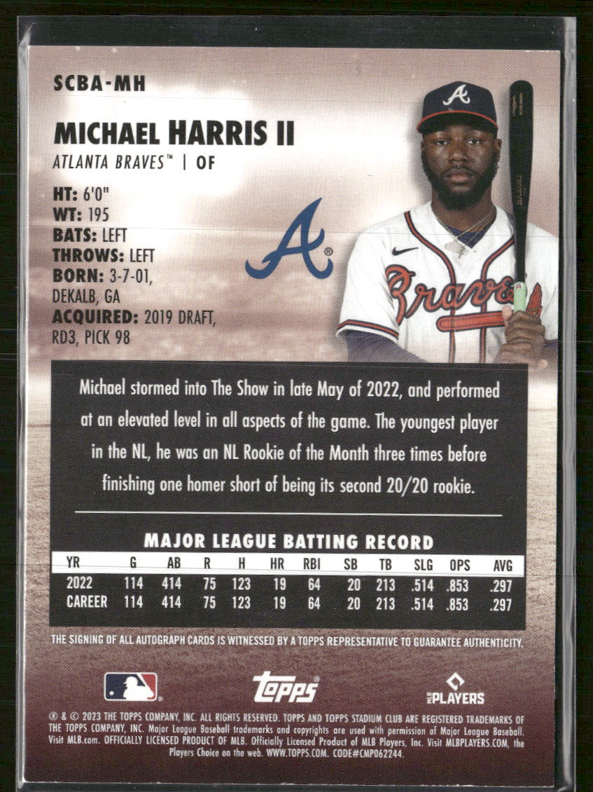 2023 Stadium Club Autographs Michael Harris II Auto #SCBA-MH