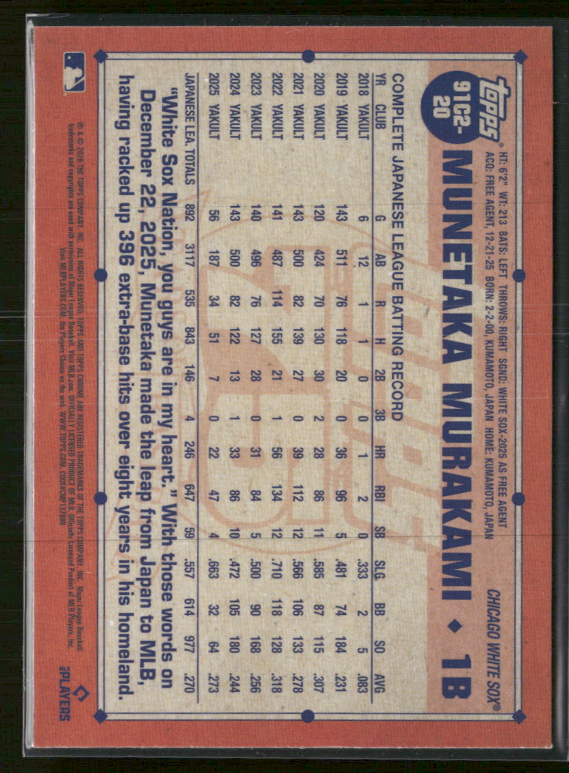 2026 Topps 1991 Topps Baseball Munetaka Murakami #91C2-20