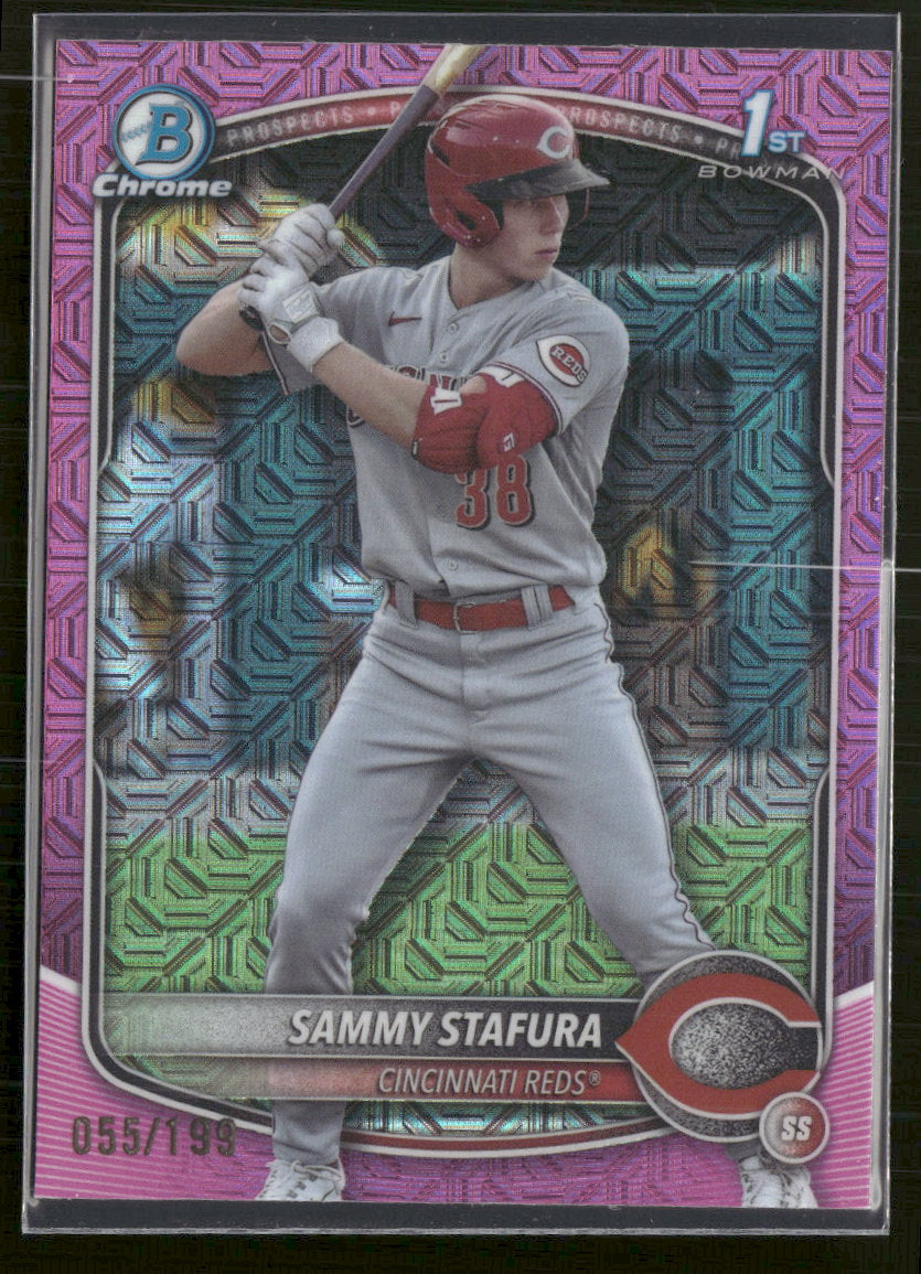2025 Bowman Chrome Prospects Mojo Pink Refractor Sammy Stafura #/199 #BCP-100