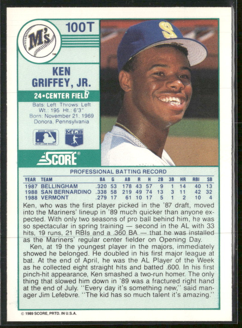 1989 Score Rookie & Traded Ken Griffey, Jr. #100T