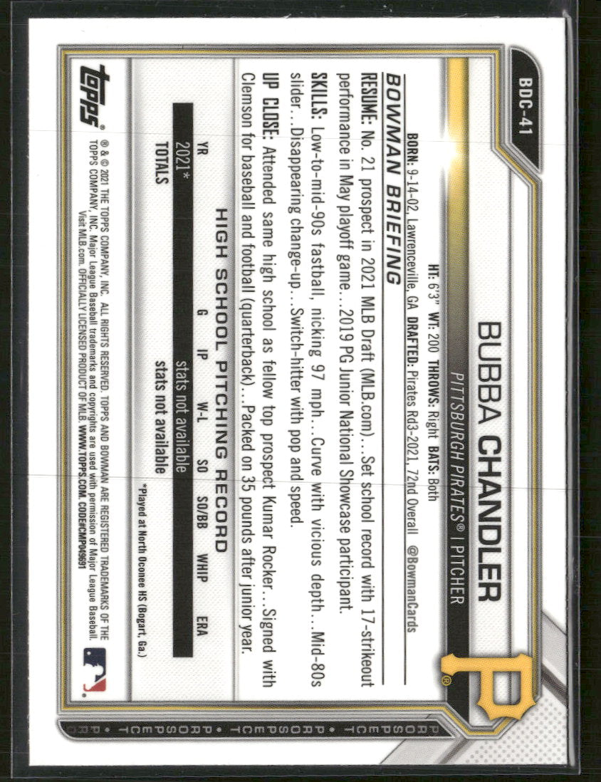 2021 Bowman Draft Sapphire Edition Bubba Chandler #BDC-41