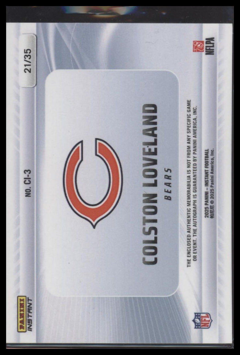 2025 Panini Instant NFL Clearly Instant Patch Auto Colston Loveland /35
